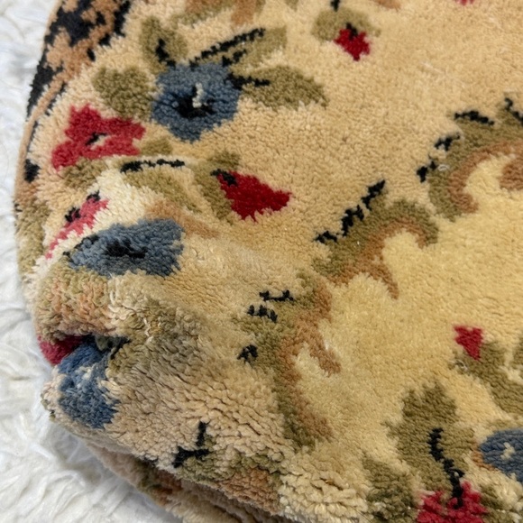 Vintage 50’s 60’s floral carpet tote shoulder back leather handles - Picture 11 of 12